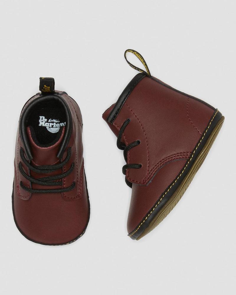 Dr Martens Newborn 1460 Auburn Læder Booties Fritidsstøvler Børn Lyserød Rød | DK 660EBC